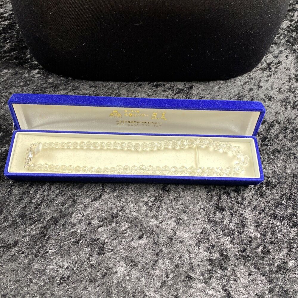 Vintage Takumi Womens Clear Crystal Faceted Beaded Necklace with Box Japan